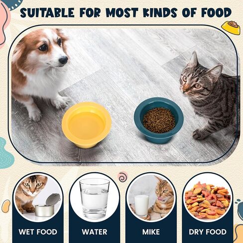 8 Pcs Plastic Tilted Elevated Cat Bowls 15 Degrees Elevated Cat Food Bowl Anti Vomiting Raised Pet Food Bowls Feeding Bowl Anti Spill Cat Water Bowl for Food and Water Feeding, Green Yellow Blue in Saudi Arabia