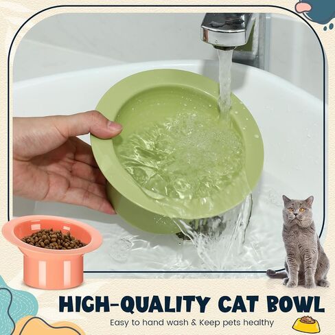 8 Pcs Plastic Tilted Elevated Cat Bowls 15 Degrees Elevated Cat Food Bowl Anti Vomiting Raised Pet Food Bowls Feeding Bowl Anti Spill Cat Water Bowl for Food and Water Feeding, Green Yellow Blue in Saudi Arabia