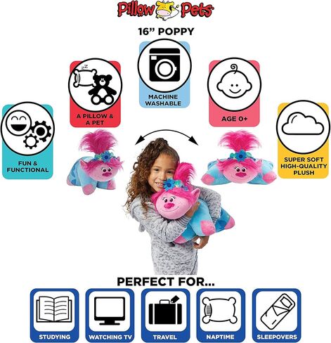 وسادة بيتس بيتس دريم ووركس بوبي سليب تايم لايت مقاس 11 بوصة - ضوء ليلي من القطيفة على شكل حيوان محشو من ترولز وورلد تور in Kuwait