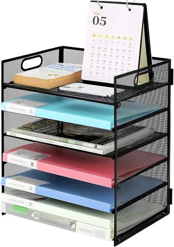 منظم ملفات مكتب شبكي من VICNOVA، منظم ورق لدرج الرسائل للمكتب مع 6 طبقات من حامل ملفات الملفات فارز الورق لمنظمي المكاتب والمكتب في الفصول الدراسية وملحقاتها (أسود) in Kuwait