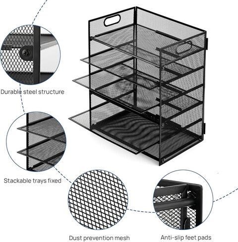 منظم ملفات مكتب شبكي من VICNOVA، منظم ورق لدرج الرسائل للمكتب مع 6 طبقات من حامل ملفات الملفات فارز الورق لمنظمي المكاتب والمكتب في الفصول الدراسية وملحقاتها (أسود) in Kuwait