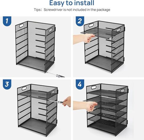 منظم ملفات مكتب شبكي من VICNOVA، منظم ورق لدرج الرسائل للمكتب مع 6 طبقات من حامل ملفات الملفات فارز الورق لمنظمي المكاتب والمكتب في الفصول الدراسية وملحقاتها (أسود) in Kuwait