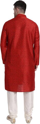 SKAVIJ Men's Art Silk Printed Kurta Pajama Set Festive Wear Dress Suit in Saudi Arabia