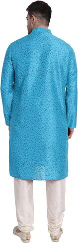 SKAVIJ Men's Art Silk Printed Kurta Pajama Set Festive Wear Dress Suit in Saudi Arabia
