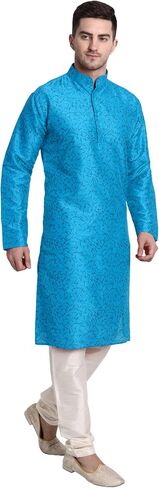 SKAVIJ Men's Art Silk Printed Kurta Pajama Set Festive Wear Dress Suit in Saudi Arabia