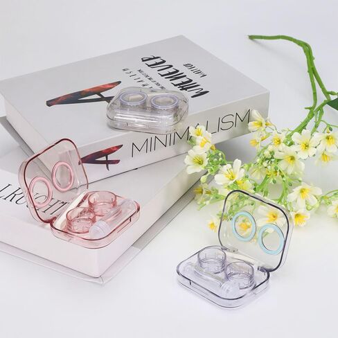 6Pcs Clear Contact Lens Case Flip Top, Leakproof Contact Case Holder, Cute Contact Kit with Tweezers Remover Tool Solution Bottle for Travel & Home, 3 Colors in Saudi Arabia