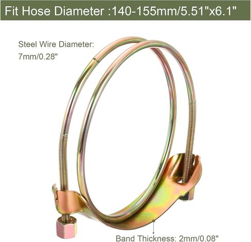 uxcell 2Pcs Hose Clamps Double Steel Wire Water Pipe Clamp Adjustable Range 50-60mm Zinc Plated Clamp for Wire Hose Clamp in Saudi Arabia