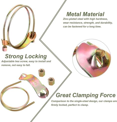 uxcell 2Pcs Hose Clamps Double Steel Wire Water Pipe Clamp Adjustable Range 50-60mm Zinc Plated Clamp for Wire Hose Clamp in Saudi Arabia