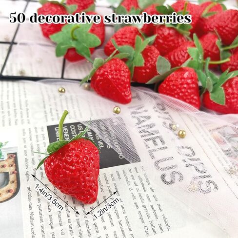 Artificial Red Strawberries 50Pcs Lifelike Fake Strawberries, Simulation Realistic Plastic Strawberry for Home Kitchen Party Decor Photography Prop in Saudi Arabia