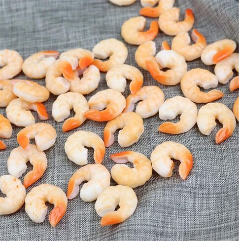 10 قطع من الروبيان المقشر الاصطناعي المطبوخ والمأكولات البحرية نموذج لعرض الدعائم الديكور in Kuwait