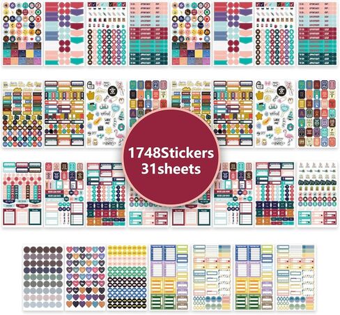 31 ورقة/1748 ملصقات مخططة، ملصقات تقويم للبالغين، ملصقات مجلة مخطط للميزانية المالية in Kuwait