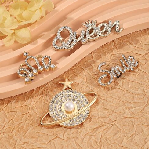 24Pcs Bling Gold Jewelry Shoe Charms Designer Decoration Rhinestone Chain Pearl Gems Rhinestone Luxury Accessories for Women Girls Party Favors Birthday Gifts in Saudi Arabia