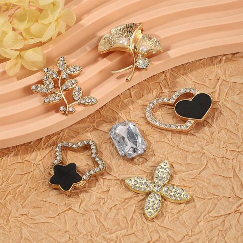 24Pcs Bling Gold Jewelry Shoe Charms Designer Decoration Rhinestone Chain Pearl Gems Rhinestone Luxury Accessories for Women Girls Party Favors Birthday Gifts in Saudi Arabia