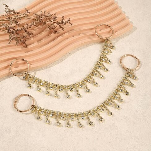 24Pcs Bling Gold Jewelry Shoe Charms Designer Decoration Rhinestone Chain Pearl Gems Rhinestone Luxury Accessories for Women Girls Party Favors Birthday Gifts in Saudi Arabia