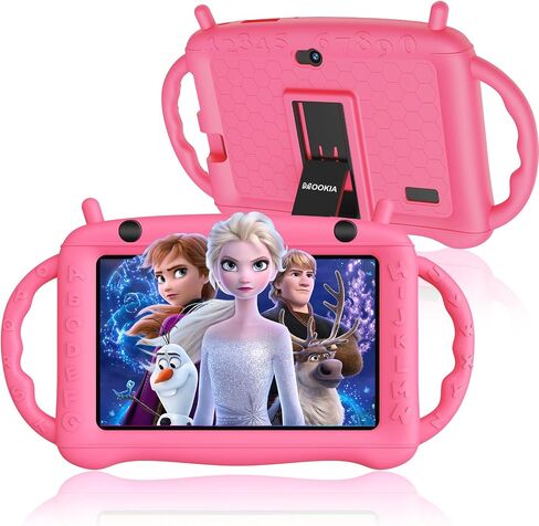 Kids Tablet Android 12 Tablet for Kids 7 inch Learning Tablet Quad-Core 32GB GMS Certified WiFi Bluetooth Dual Camera Parental Control Toddler Tablet with Drop-Proof Case (Pink) in Saudi Arabia