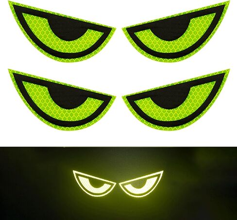 1 Pack Car Stickers Eye Yellow Night Safety Driving Reflective Cute Caution Decal, Motorcycle Helmet Stickers Decals, for Bumpers, Window, Laptop, Wall (Yellow) Reflective 4" by 2" in Kuwait