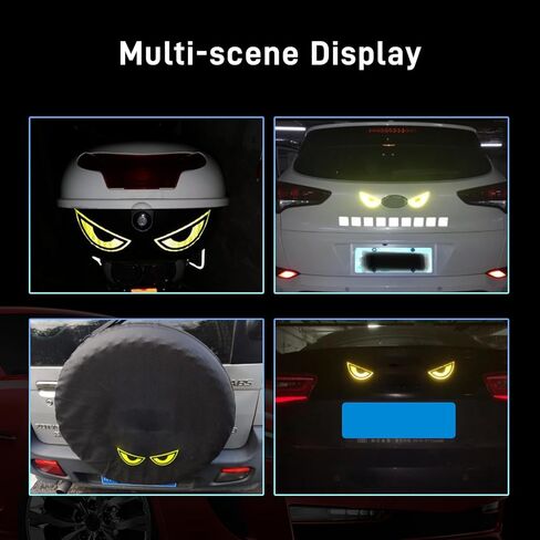 1 Pack Car Stickers Eye Yellow Night Safety Driving Reflective Cute Caution Decal, Motorcycle Helmet Stickers Decals, for Bumpers, Window, Laptop, Wall (Yellow) Reflective 4" by 2" in Kuwait