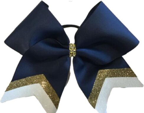 Navy Blue Gold White Cheer Bow in Saudi Arabia