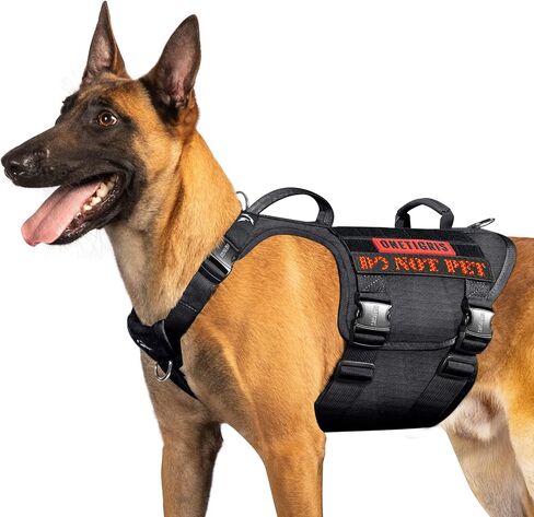 OneTigris Tactical Large Dog Harness, Full Metal Buckled No Pull Dog Harness Vest with Hook & Loop Panels, Heavy Duty Military Adjustable Dog Vest for Walking Hiking Training Black in Saudi Arabia