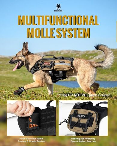 OneTigris Tactical Large Dog Harness, Full Metal Buckled No Pull Dog Harness Vest with Hook & Loop Panels, Heavy Duty Military Adjustable Dog Vest for Walking Hiking Training Black in Saudi Arabia