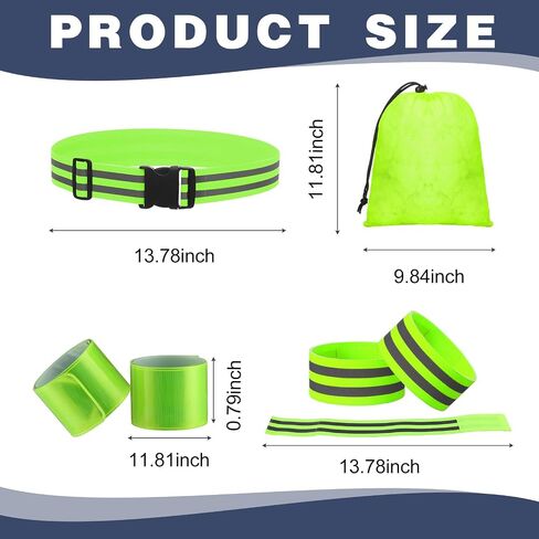 96 Pcs Reflective Running Gear Set Include 12 Reflective Belt 48 Reflective Bands for Wrist, Arm, Ankle, Leg 24 Reflective Slap Bracelets 12 Portable Bag for Night Running, Cycling, Dog Walking in Saudi Arabia