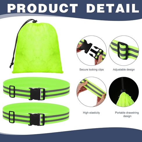 96 Pcs Reflective Running Gear Set Include 12 Reflective Belt 48 Reflective Bands for Wrist, Arm, Ankle, Leg 24 Reflective Slap Bracelets 12 Portable Bag for Night Running, Cycling, Dog Walking in Saudi Arabia