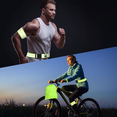 96 Pcs Reflective Running Gear Set Include 12 Reflective Belt 48 Reflective Bands for Wrist, Arm, Ankle, Leg 24 Reflective Slap Bracelets 12 Portable Bag for Night Running, Cycling, Dog Walking in Saudi Arabia