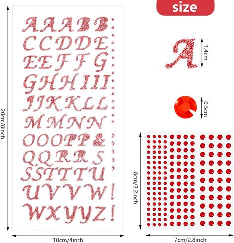 Yexiya 16 Sheets Glitter Alphabet Letter Sticker Decoration Glitter Colorful Alphabet Sticker and Round Rhinestone Sticker Shiny Self-Adhesive Sticker for Grad Cap Craft DIY Scrapbook Greeting Card in Saudi Arabia
