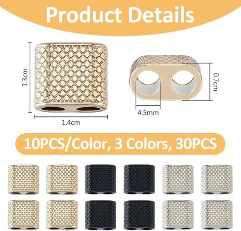 SUPERFINDINGS 30PCS 3 Colors Double Cord Locks Accessories Alloy Elements for Cell Phone Chain Double Slide Cord Toggle for Adjustable Phone Strap in Saudi Arabia