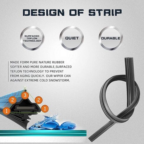 مساحات الزجاج الأمامي AUTOBOO 26 بوصة + 19 بوصة مع مجموعات شفرات ممسحة خلفية 14 بوصة بديلة لكرايسلر باسيفيكا 2021 2020 2019 2018 2017، تويوتا سيينا 2004 - جودة المصنع الأصلية (عبوة من 3) in Kuwait