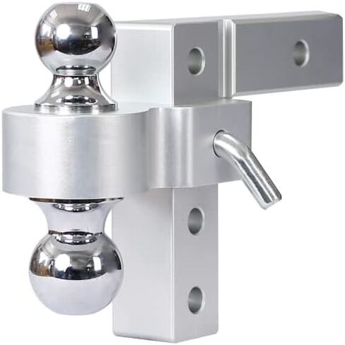 وصلة قطر سحب مقطورة قابلة للتعديل من الألومنيوم مقاس 8 بوصات، وكرات مزدوجة مقاس 2 بوصة و2 5/16 بوصة يصل وزنها إلى 10000 رطل مع ساق من الألومنيوم المُشكل مع دبوس مزدوج (فضي) in Kuwait