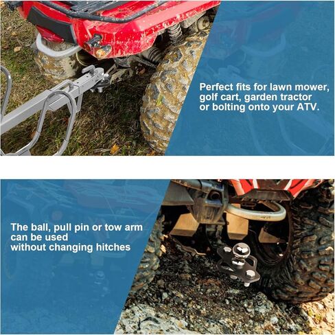 3-Way Trailer Hitch Adapter with Bolt and 2 Inch Ball 1-7/8 Inch Ball for ATV Lawn Mower, Golf Cart, Garden Tractor, Flat Towing Tow Ball Mount in Kuwait