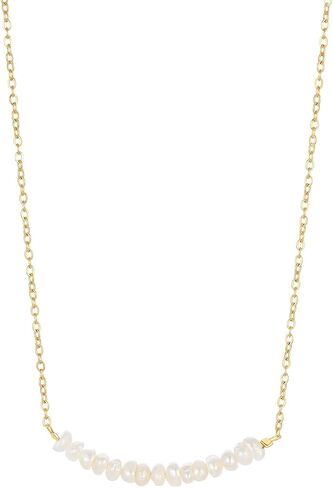 Sylph Pearl Necklaces: 18K Gold Pearl Necklace Paper Clip Vintage Chunky Link Chain Baroque Pearl Womens Necklace Pendant with Natural Freshwater Cultured Pearls Necklace Dainty Gold Choker Fashion Retro Charm Necklace Valentine Jewelry for Women Girls He in Saudi Arabia