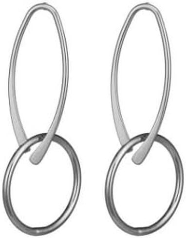 Fashionable and minimalist personalized earrings, women's sterling silver double ring pendant earrings in Saudi Arabia