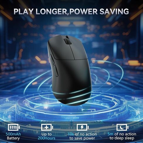 ماوس ألعاب لاسلكي Ajazz AJ099 Superlight، مريح 54 جرام خفيف الوزن للغاية 2.4 جيجا هرتز/ماوس كمبيوتر سلكي، PAW3311 مستشعر بصري 12000 نقطة في البوصة، أزرار قابلة للبرمجة ببطارية 200 ساعة للاعبين PC Win/MAC in Kuwait