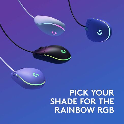 Logitech G203 Wired Gaming Mouse, 8,000 DPI, Rainbow Optical Effect LIGHTSYNC RGB, 6 Programmable Buttons, On-Board Memory, Screen Mapping, PC/Mac Computer and Laptop Compatible - Blue (Renewed) in Saudi Arabia