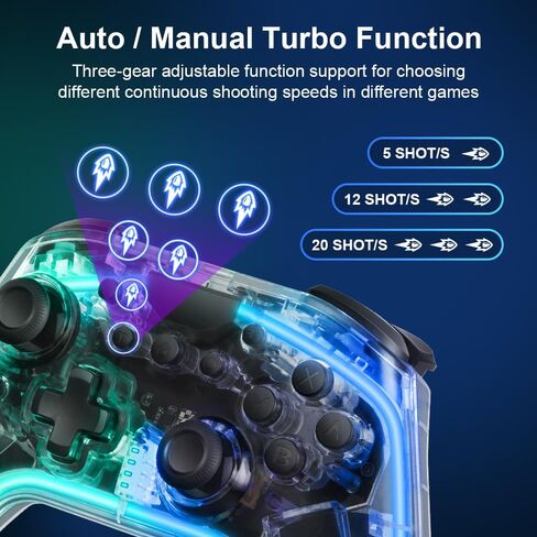 LAHONTY Switch Controller Compatible with Switch/Lite/OLED Controller, Switch Pro Controller With RGB Breathing LED, Switch Controllers Remote Supports Multi-Platform&App with Turbo, Wake-up Function in Saudi Arabia