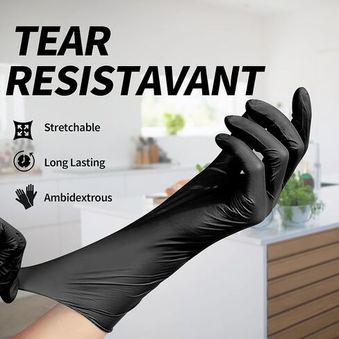 Vinyl Exam Gloves- 4 mil Safty Glove Latex-Free & Powder-Free, SGBE 8004 Synmax Disposable Medical Glove X-Large (Case of 1000, Black) in Kuwait