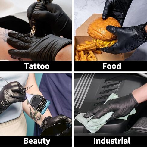 Vinyl Exam Gloves- 4 mil Safty Glove Latex-Free & Powder-Free, SGBE 8004 Synmax Disposable Medical Glove X-Large (Case of 1000, Black) in Kuwait