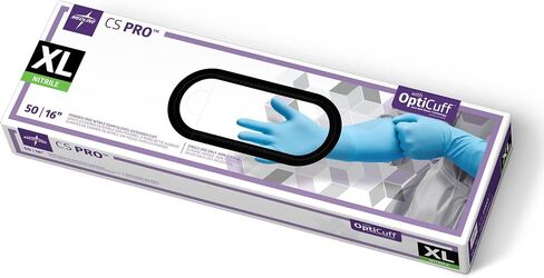 Medline CS Pro 16" Cuff Nitrile Exam Gloves, 50 Count, Medium, Powder Free, Disposable, Not Made with Natural Rubber Latex, Longer Cuff, Thicker Glove for Extra Protection in Saudi Arabia