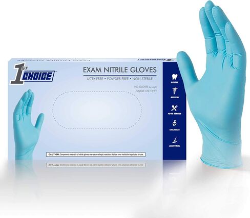 1st Choice Nitrile Disposable Gloves, 3 Mil Indigo Nitrile Gloves XL, Box of 100 Medical Gloves Disposable Latex Free in Saudi Arabia