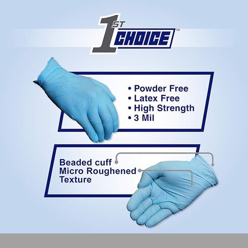 1st Choice Nitrile Disposable Gloves, 3 Mil Indigo Nitrile Gloves XL, Box of 100 Medical Gloves Disposable Latex Free in Saudi Arabia