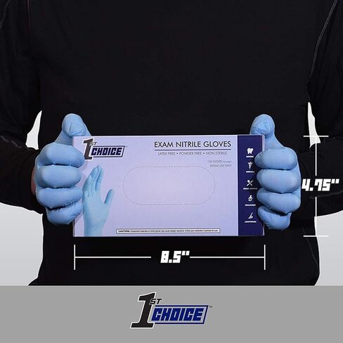 1st Choice Nitrile Disposable Gloves, 3 Mil Indigo Nitrile Gloves XL, Box of 100 Medical Gloves Disposable Latex Free in Saudi Arabia