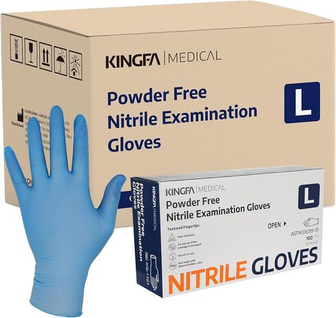 Nitrile Exam Glove, 3.5 mil Blue Disposable Medical Gloves Powder-Free Latex-Free, Large Size Blue Box of 100 in Saudi Arabia