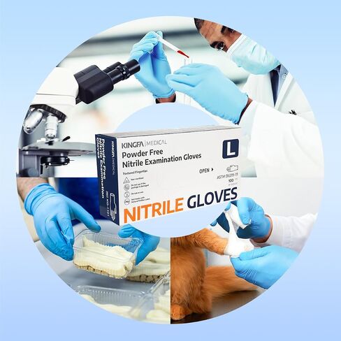 Nitrile Exam Glove, 3.5 mil Blue Disposable Medical Gloves Powder-Free Latex-Free, Large Size Blue Box of 100 in Saudi Arabia