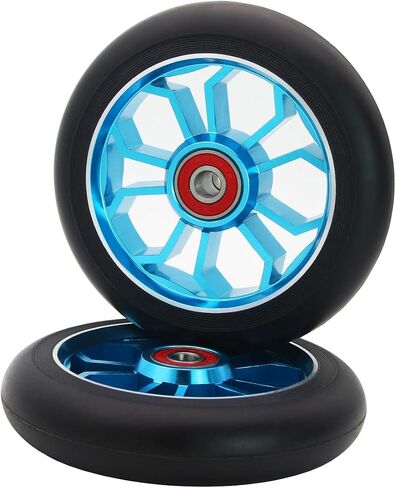 قطعتان من عجلات سكوتر برو 110 ملم مع 9 محامل ABEC مناسبة لدراجات MGP/Razor/Lucky Pro Scooters (أزرق) in Saudi Arabia