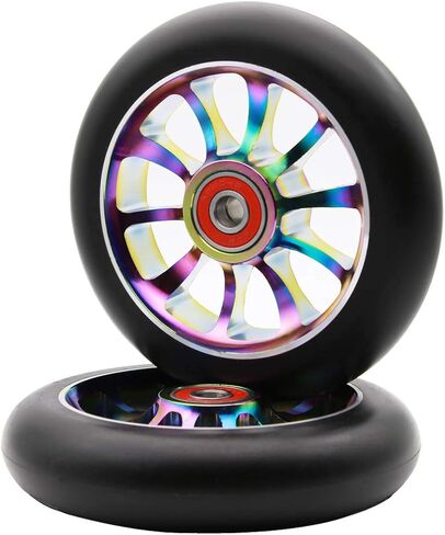 قطعتان من عجلات سكوتر برو 110 ملم مع 9 محامل ABEC مناسبة لدراجات MGP/Razor/Lucky Pro Scooters (أزرق) in Kuwait