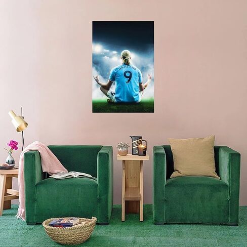 Dujoi Erling Haaland Poster Soccer Star Art Prints Erling Haaland Football Players Canvas Wall Art Foy Boy's Room Unframe-style 12x18inch(30x45cm) in Saudi Arabia