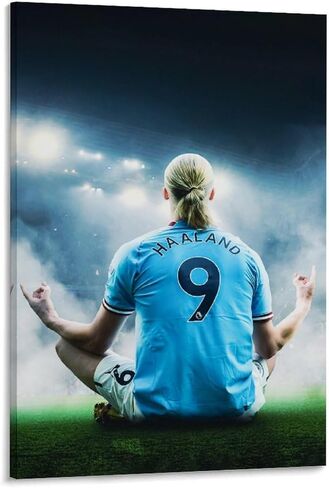 Dujoi Erling Haaland Poster Soccer Star Art Prints Erling Haaland Football Players Canvas Wall Art Foy Boy's Room Unframe-style 12x18inch(30x45cm) in Saudi Arabia
