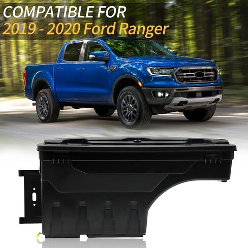 Sunhua Right Passenger Side Truck Bed Storage Box Fit for 2019 2020 Ford Ranger, Key Lockable Lid Waterproof Truck Bed Toolboxes Black in Saudi Arabia
